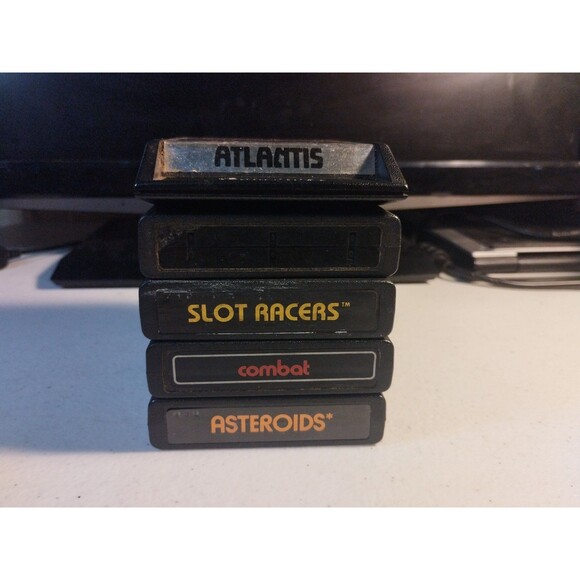 Atari 2600 Lot Of 5 Games - Tested & Work - Asteroids, Atlantis, Slot Racers - Picture 2 of 3
